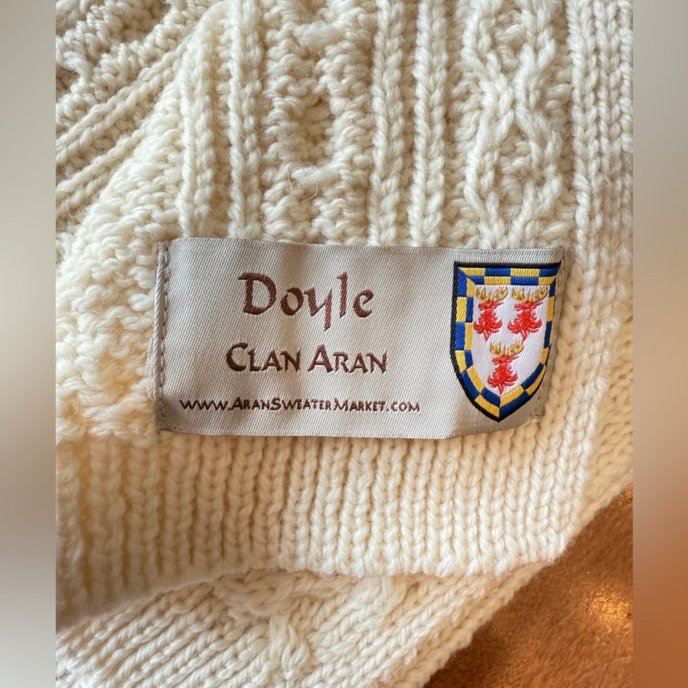 Wool Cable Knit Scarf Doyle Clan - Aran Sweater Market Men’s Women’s - Picture 2 of 4